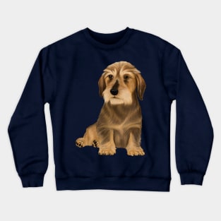 Wirehaired Dachshund sitting dog Crewneck Sweatshirt